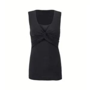 CAbi Black Cut Out Tie Front Fitted Tank Top